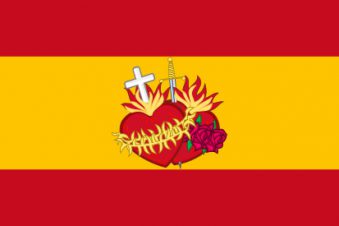 Tu Bandera - Bandera de España con el Sagrado Corazón de Jesus y María