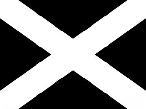 Bandera negra con cruz blanca