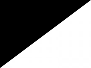 Bandera negra sobre blanco