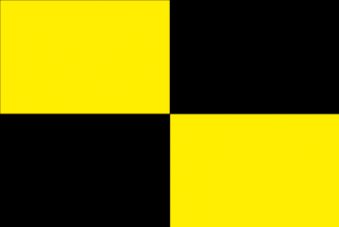 Tu Bandera - Bandera de negra y amarilla a cuartos