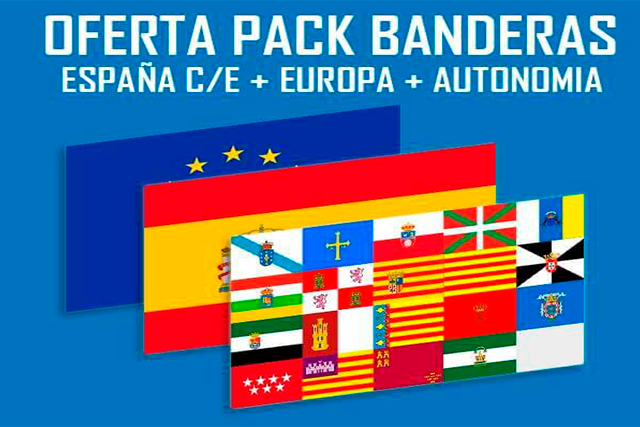 Banderas Pack 3 España + Com.Autónoma + Localidad