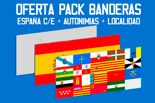 Tu Bandera - Bandera de Pack de 3 banderas, España + Com. Autónoma + Localidad